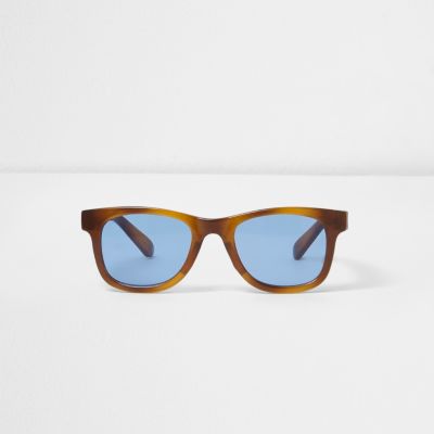 Boys tortoiseshell retro blue lens sunglasses